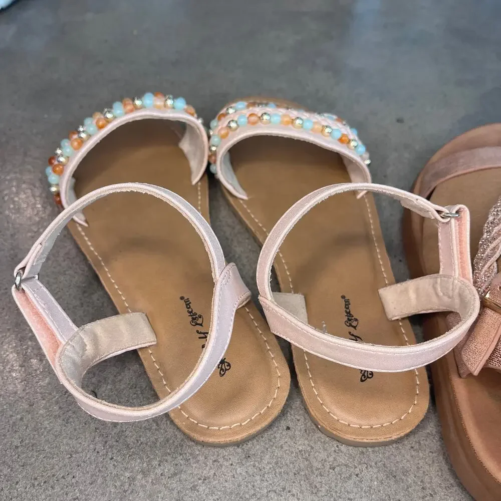 Self Esteem pink beaded and bronze sandals bundle girls size 3 shoes